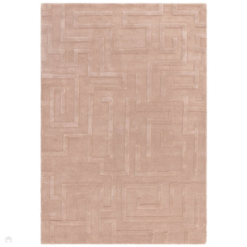 Maze Modern Geometric Hand-Carved Hi-Low Textured Wool Blush Rug-Asiatic Carpets-Rug Love - The Most Loved Rug Store